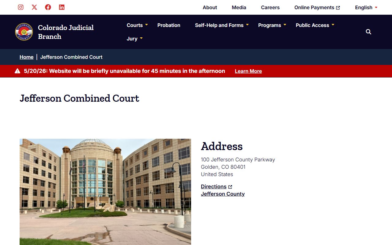 Jefferson Combined Court location page for Jefferson County Court records