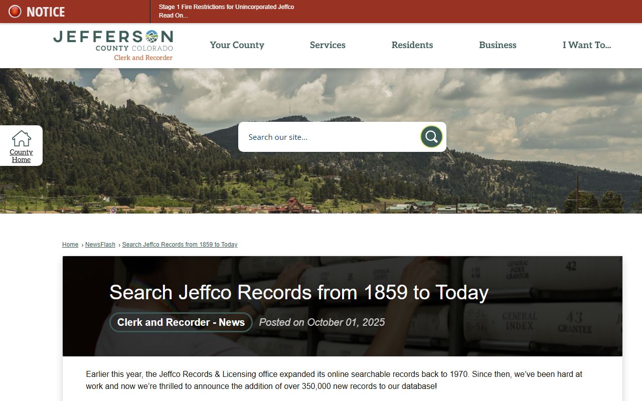 Clerk and Recorder scanned records news for Jefferson County