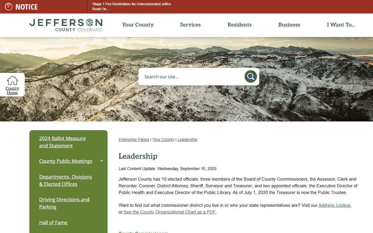 Jefferson County leadership page for context on the Clerk of Court office