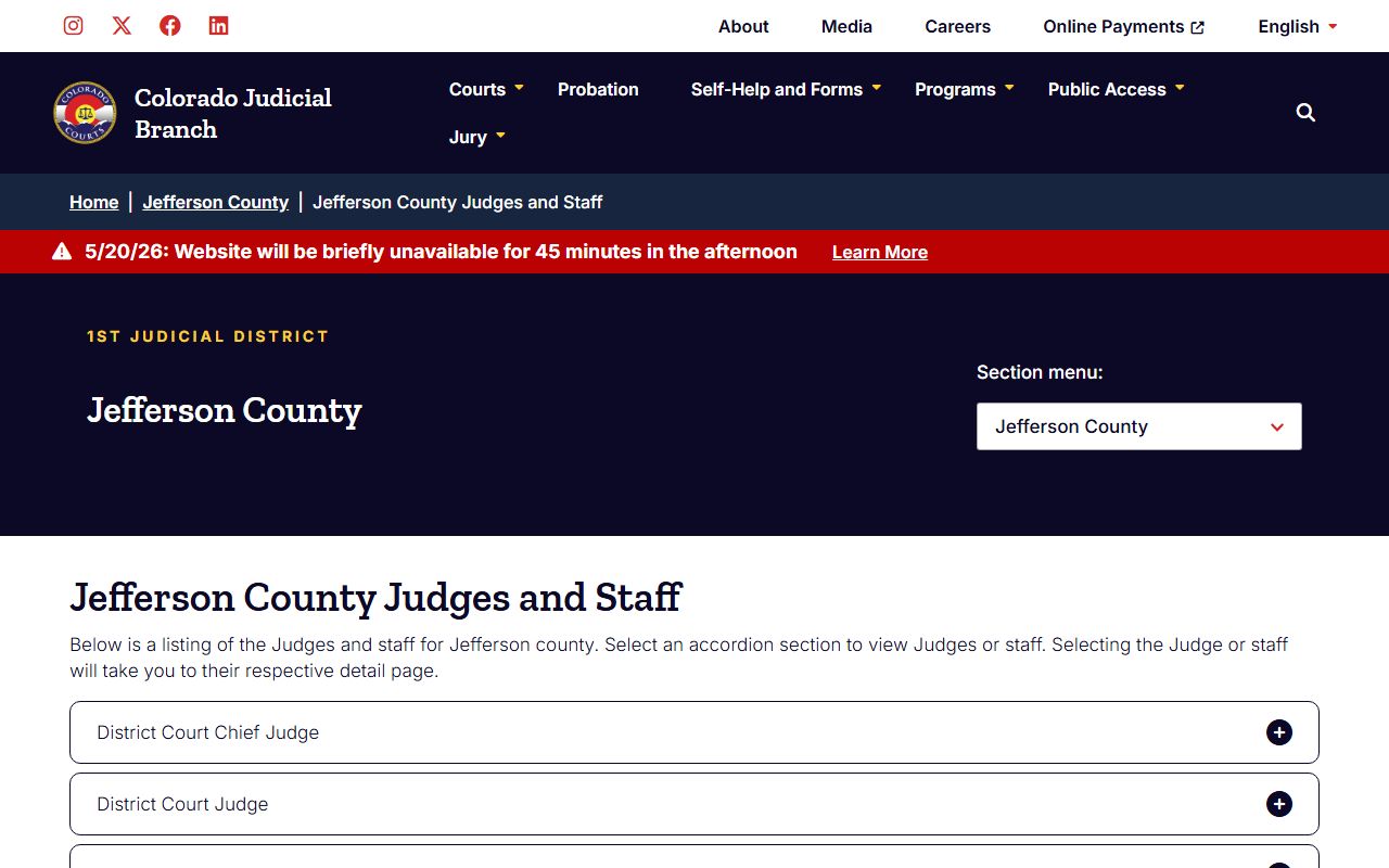Jefferson County judges and staff roster for court records contacts