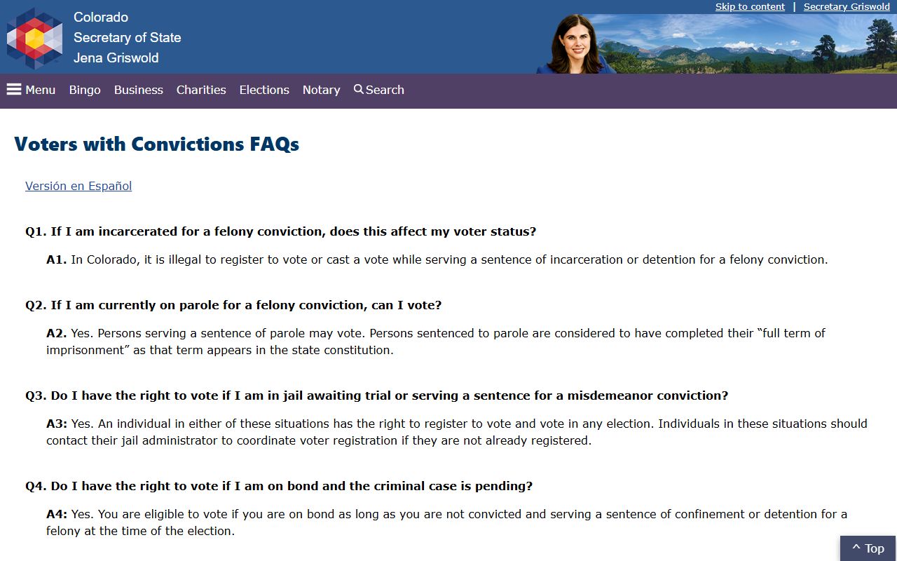 Colorado voting and conviction FAQ for Jefferson County context