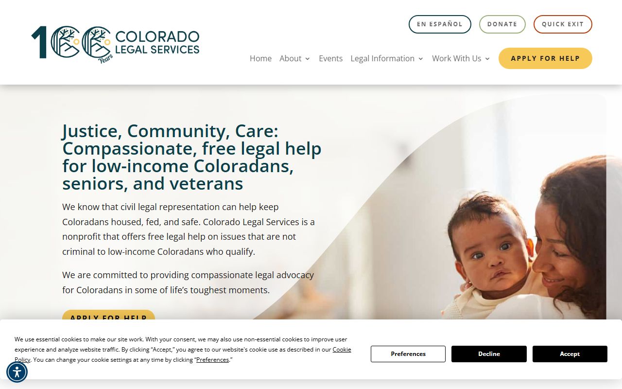Colorado Legal Services homepage for Jefferson County probate legal help