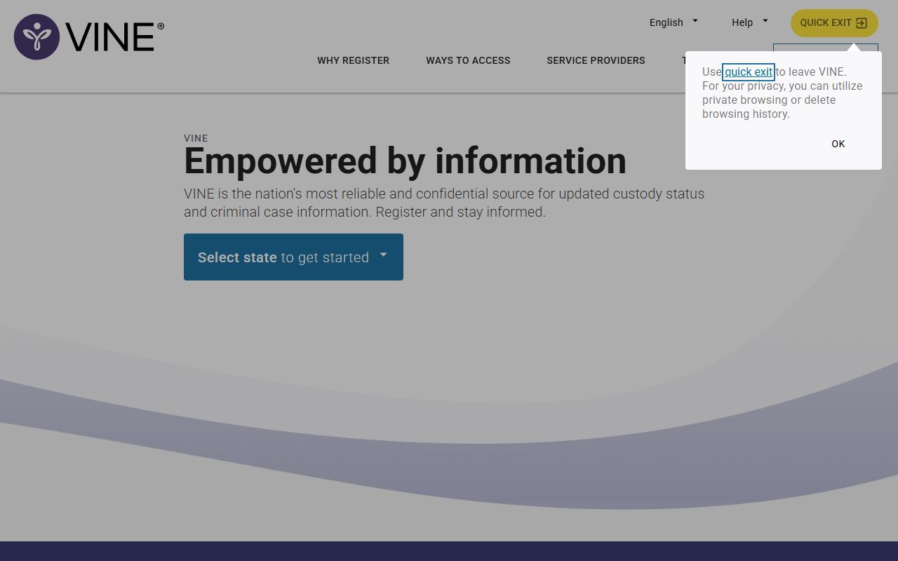 VINELink victim notification system for Jefferson County released inmates