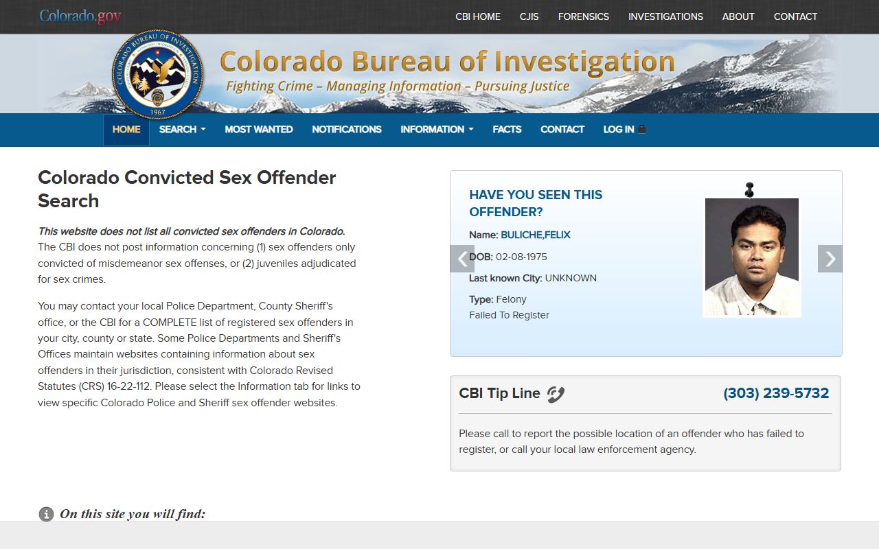 Colorado sex offender registry public search for Jefferson County